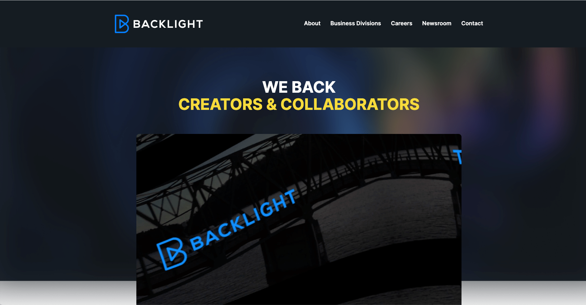 screenshot of Backlights website