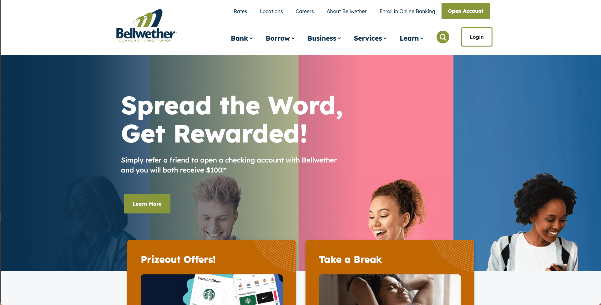 screenshot of Bellwether Community Credit Unions website